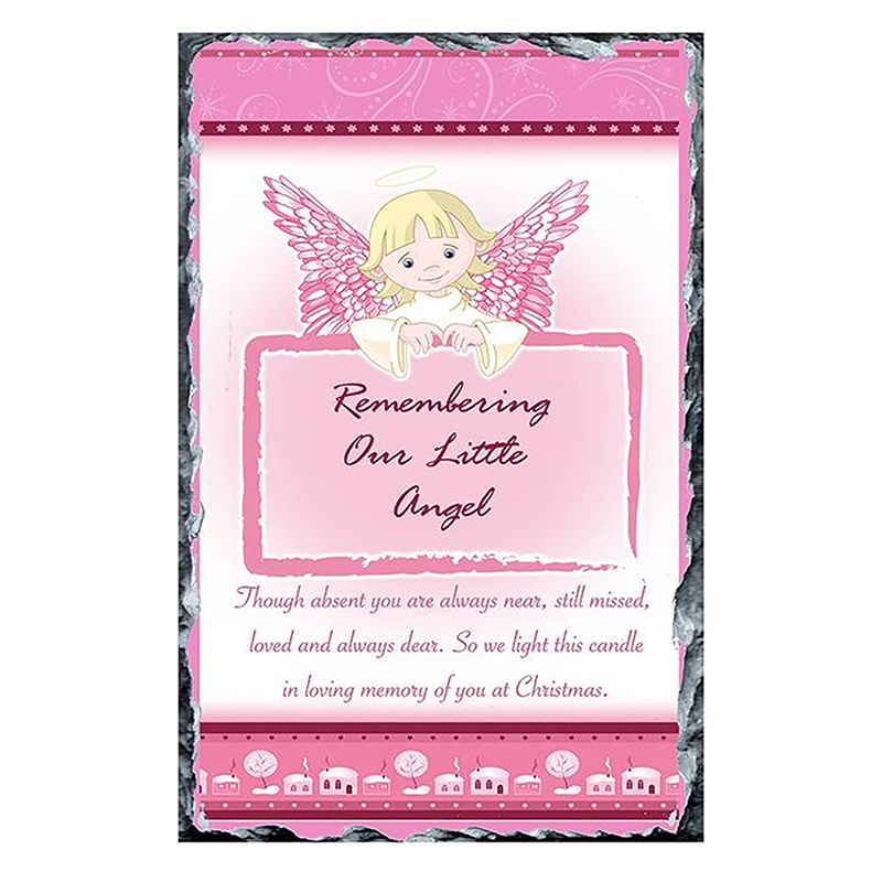 Customised Christmas Remembrance Slate - Pink Little Angel